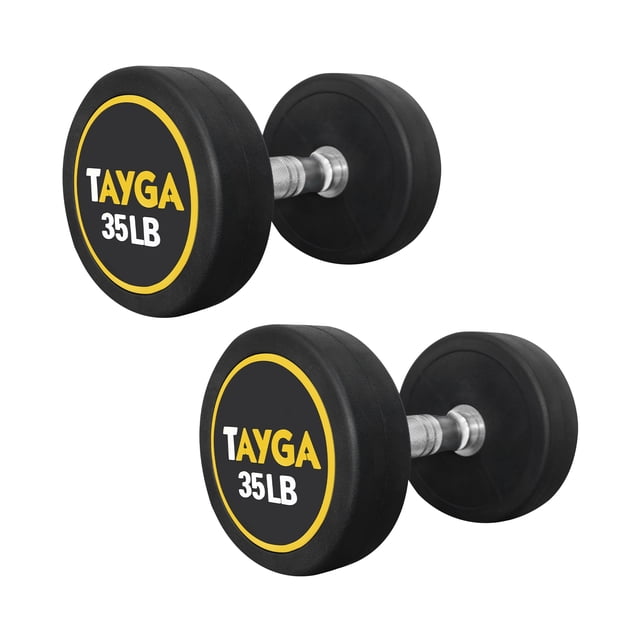 Par de Mancuernas Redondas de Acero y Caucho Tayga 35LB