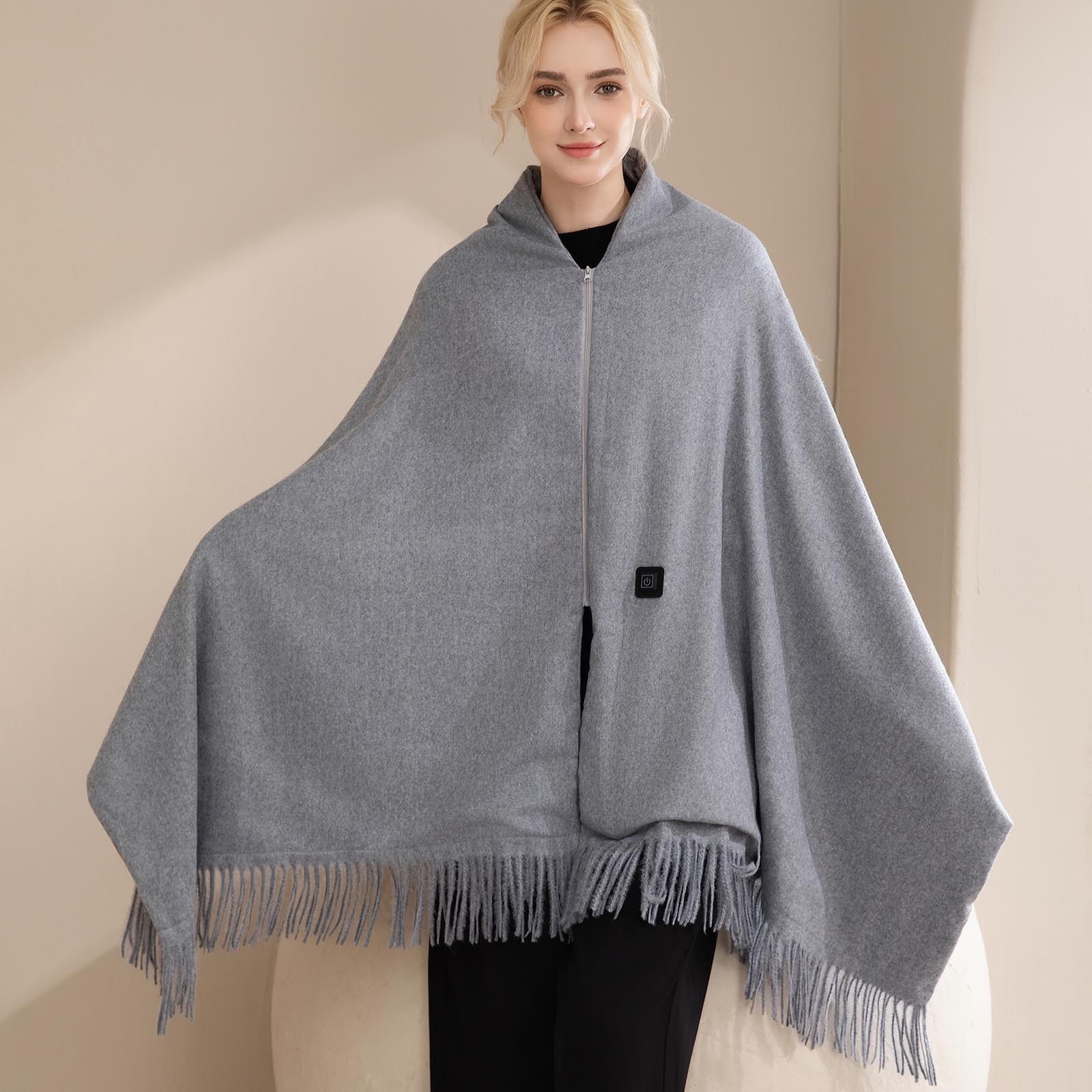 USB Heated Blanket, Wearable Portable Throw Wrap with Zipper, Washable Electric Blanket for Home Office Travel