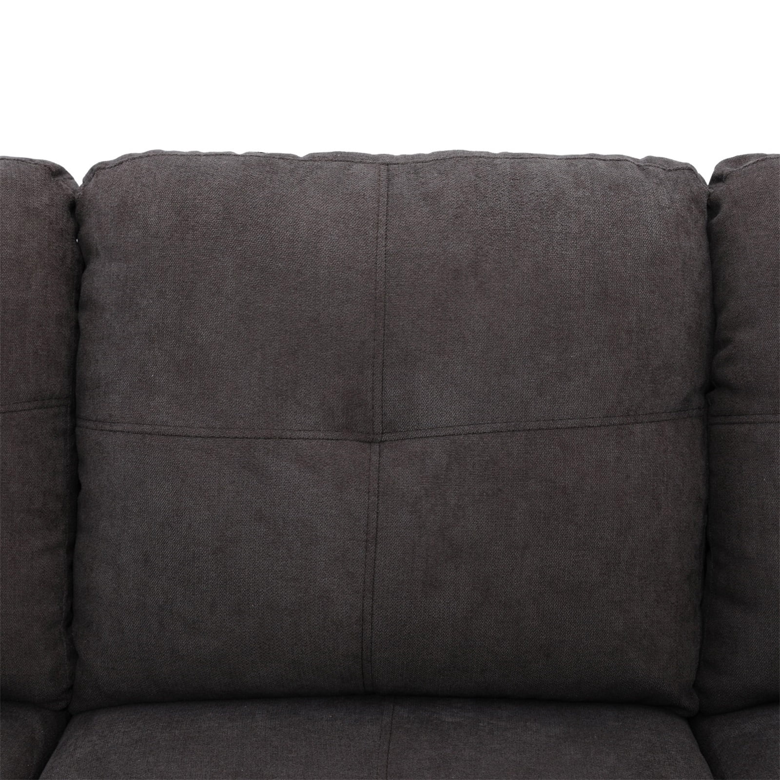 Hommoo Flannel L Shaped Sectional Couch and Sofa Set, Modern Living Room Furniture Set, Left Side, Dark Brown