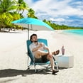 thumbnail image 2 of Costway 1 PCS Chaise Parasol de Plage Portable avec Parasol Hexagonal Accoudoirs Confortables Siège Respirant Bleu, 2 of 9