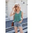 thumbnail image 3 of Camisetas Sin Mangas Plisadas de Verano para Mujer XXL Verde Guisante, 3 of 8