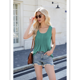 thumbnail image 3 of Camisetas Sin Mangas Plisadas de Verano para Mujer XXL Verde Guisante, 3 of 8