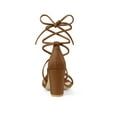 thumbnail image 2 of BLISSFUL STEP Mother's Day Women's Shoes Open Toe Lace Up Block Heel Strappy Heels Dark Brown 10, 2 of 7