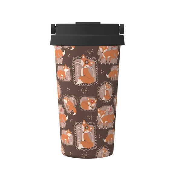 Logiee Beautiful Fox Print Stainless Steel Coffee Tumbler, Travel Coffee Mug, Insulated Coffee Mug with Lid, Spill Proof Coffee Cup, Portable Thermal Mug