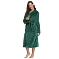 thumbnail image 4 of PajamaX Hooded Womens Robe, Long Plush Robes for Women, Two Side Pockets and Belts, Warm and Cozy (M, Green), 4 of 6