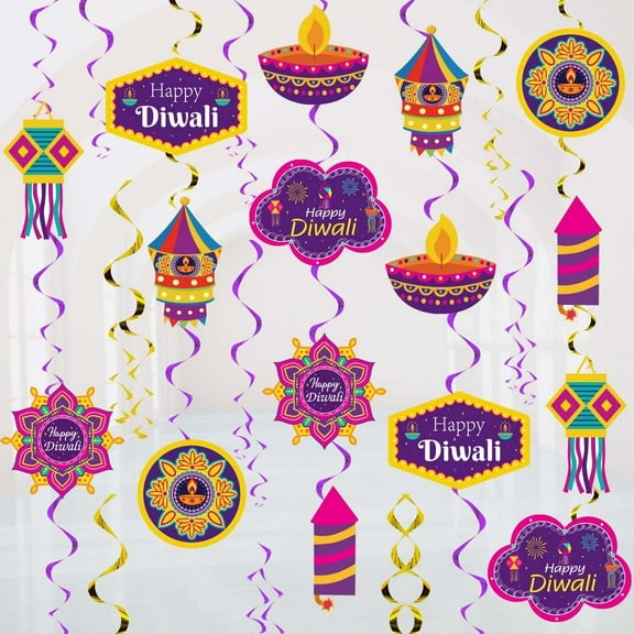 Happy Diwali Hanging Swirls Diwali Hanging Decorations for Diwali Party Decor Supplies Lights Festival