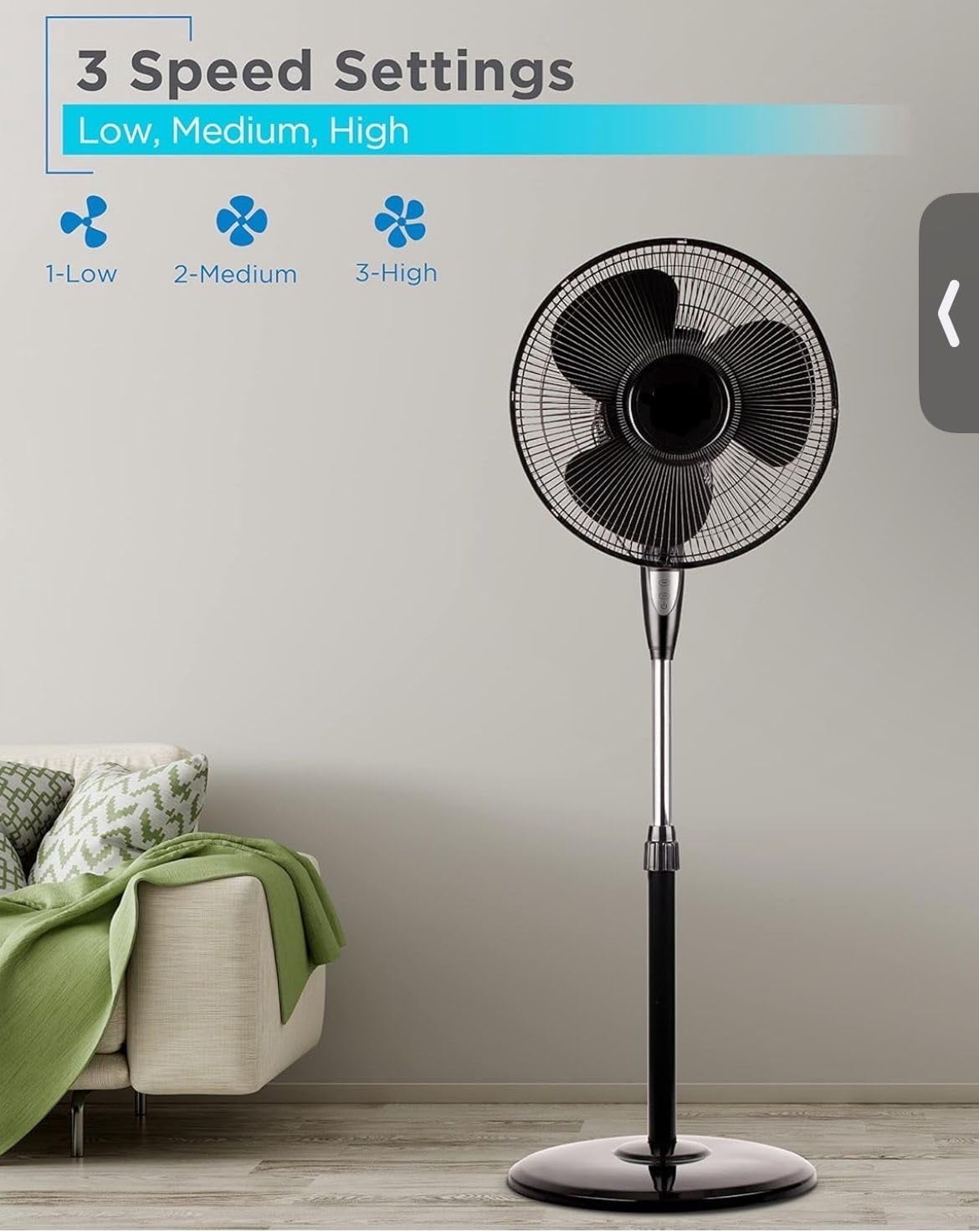 KME DailyTrade 3-Speed Oscillating Dual Blades Remote Control Timer Tilted Head Pedestal Floor Fan