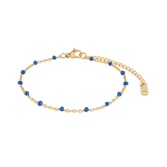 Spirited Boho Navy Blue Enamel Bracelet In 18K Gold Plated Stainless Steel