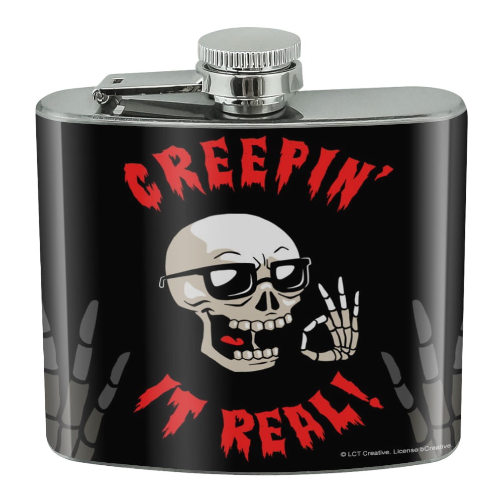 Welcome To Hell Zombie Skull 8 oz hip flask 