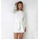 thumbnail image 5 of Vestido corto elegante de manga farol para mujer, cuello redondo, cintura con lazo, vestido de cóctel de punto Xemadio WRMH-217-17, 5 of 6