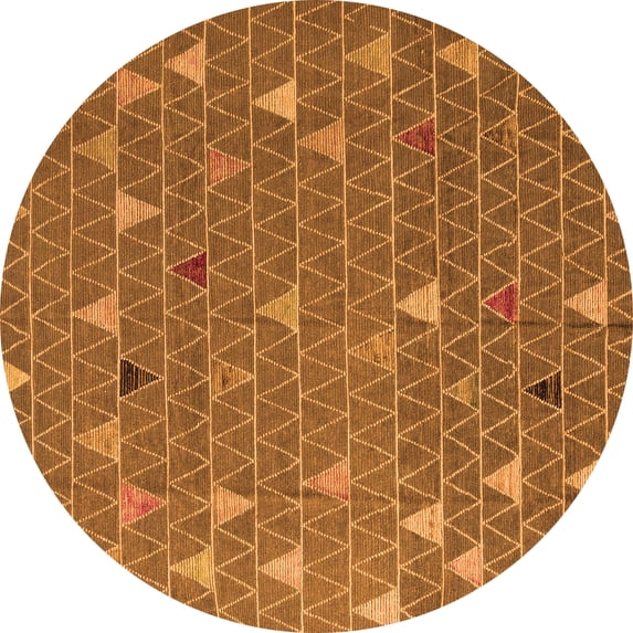 Ahgly Company Indoor Round Abstract Orange Modern Area Rugs, 7' Round
