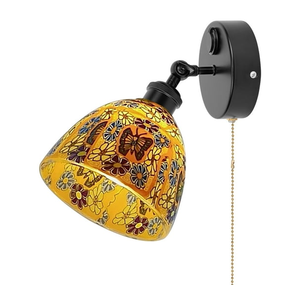 Kiven 12V LED Interior Lights with USB Port,RV Reading Lamp with Pull Chain Switch,4W Tiffany-style Wall Sconce Adjustable Warm White for RV Caravans Boats, Hard-Wired Surface Mount DZ0582