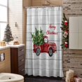 thumbnail image 3 of Merry Christmas Winter Bathroom Shower Curtain Red Truck Tree Gray Wood Grain Waterproof Washable Shower Curtains for Bathtub Bath Decor with Grommets and Hook 66 X 72 Inch, 3 of 8