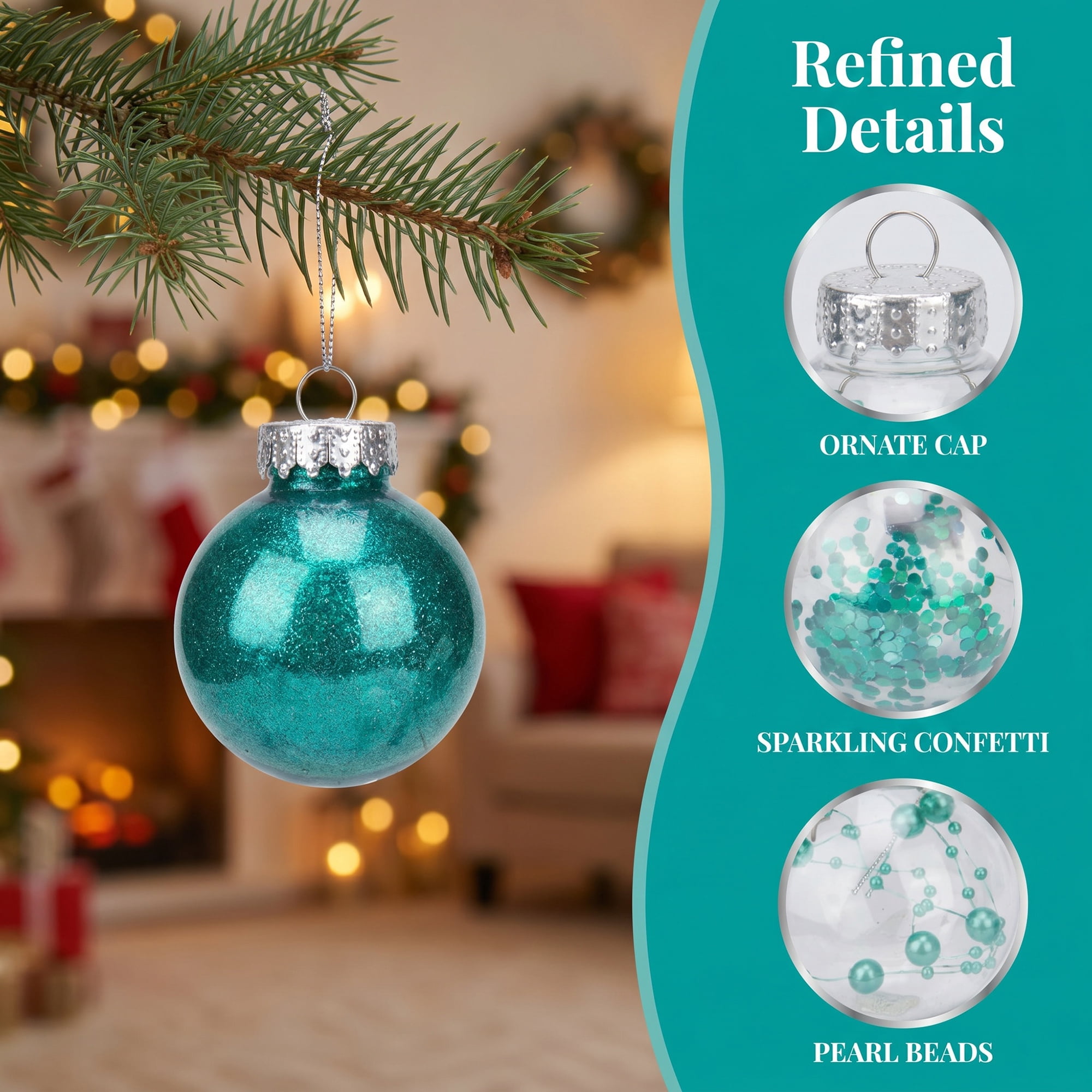Unique Bargains Christmas Tree Ornaments - 24 Pack Baubles Shatterproof Balls Blue B 2.4"