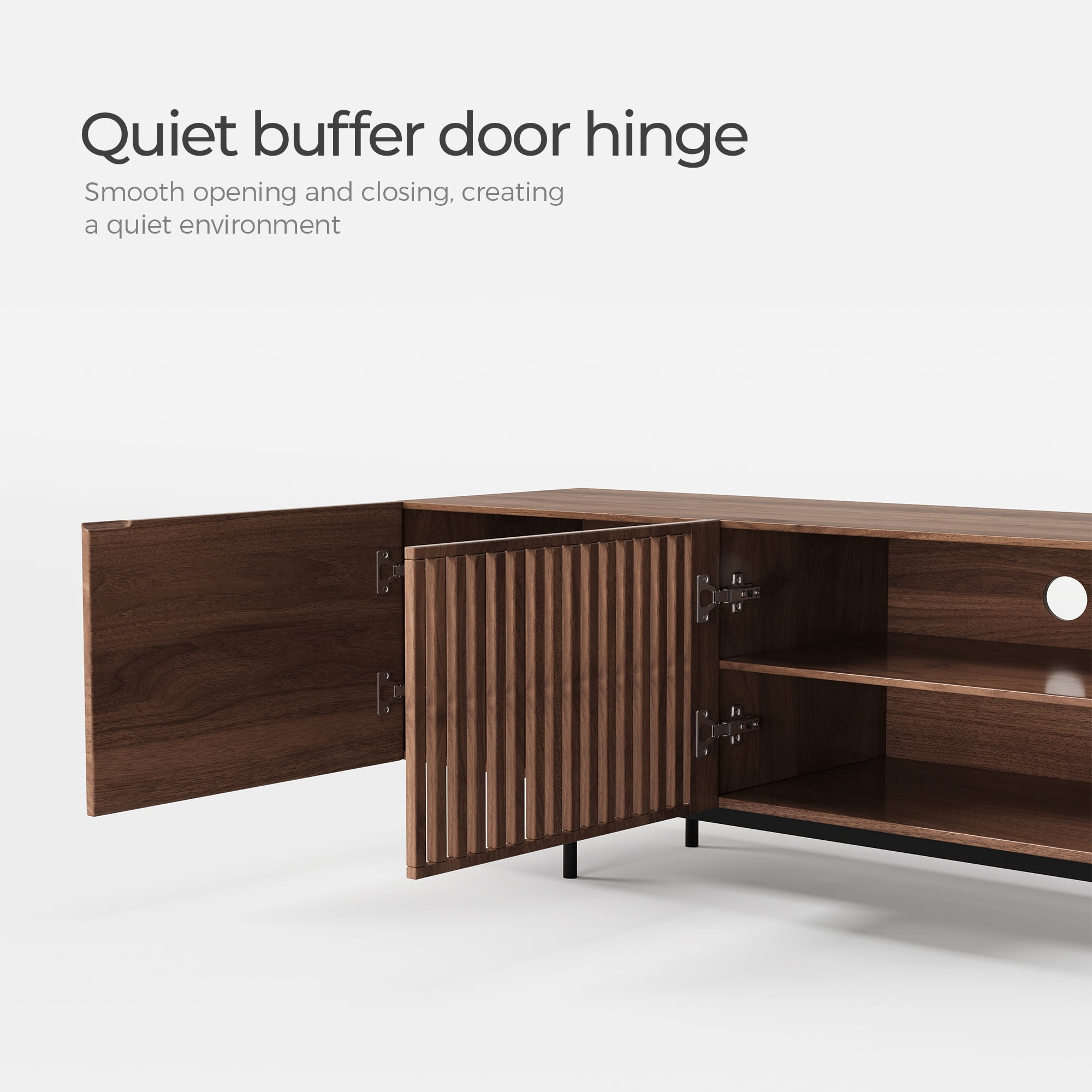 NessCarsti 94.48-Inch TV Stand with 4 Doors & Storage - Mid-Century Modern Walnut Entertainment Center for TVs up to 100", Compatible with Walmart