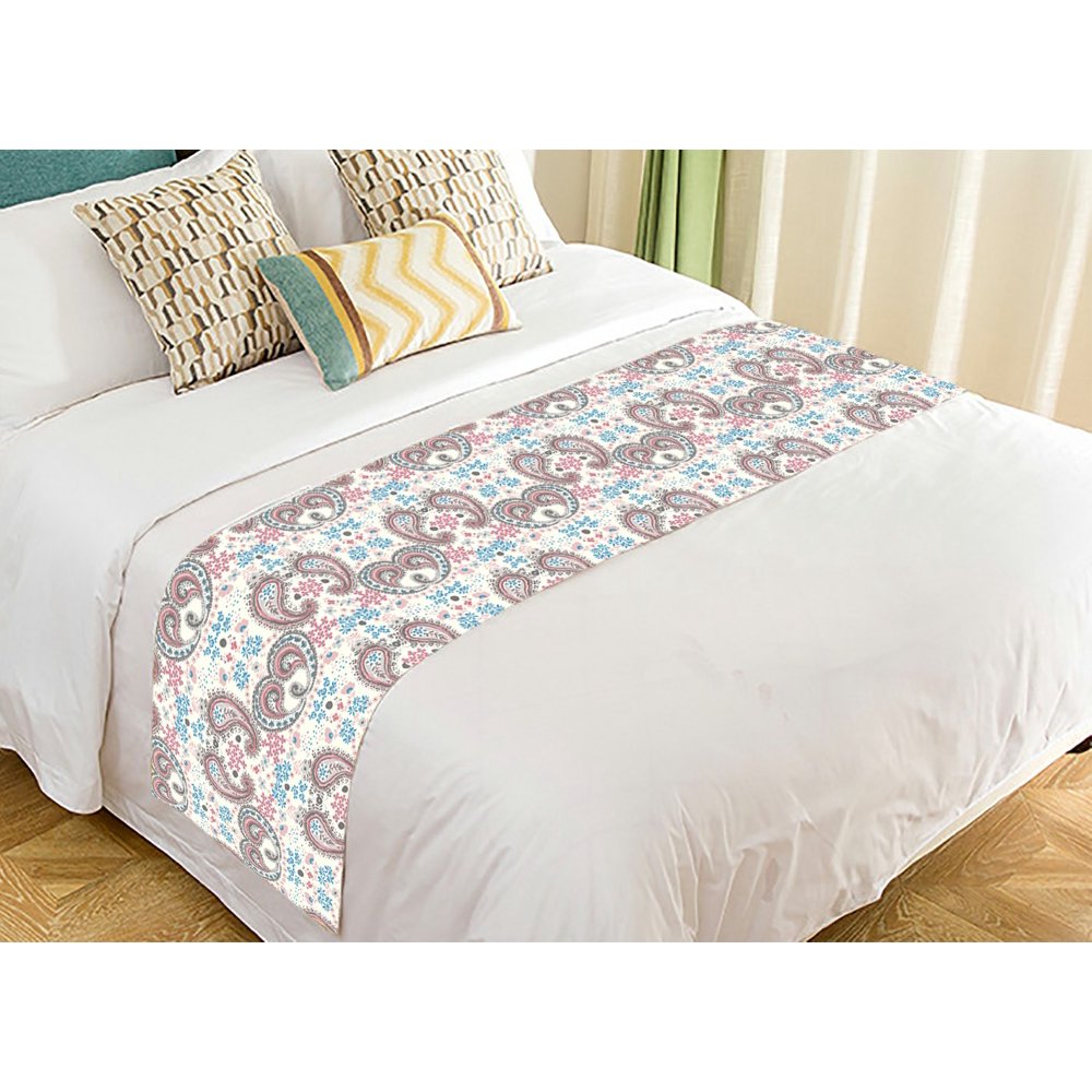 GCKG Flower Floral Bed Runner, Paisley Pattern Pink Bed Runners Scarves