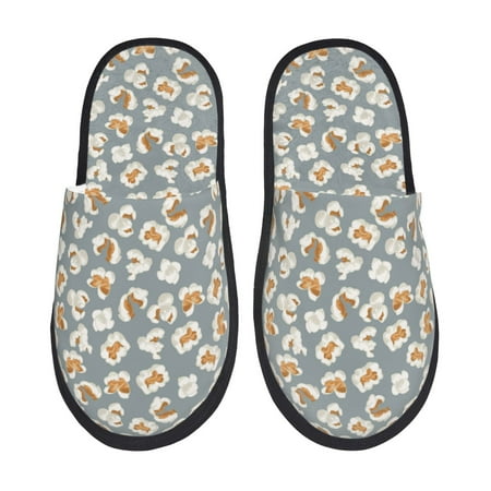 Balery White Popcorn Slient Indoor Furry Fleece Comfort House Shoes Soft Non-Slip Home Shoes Cotton slippers House Slippers-- Medium