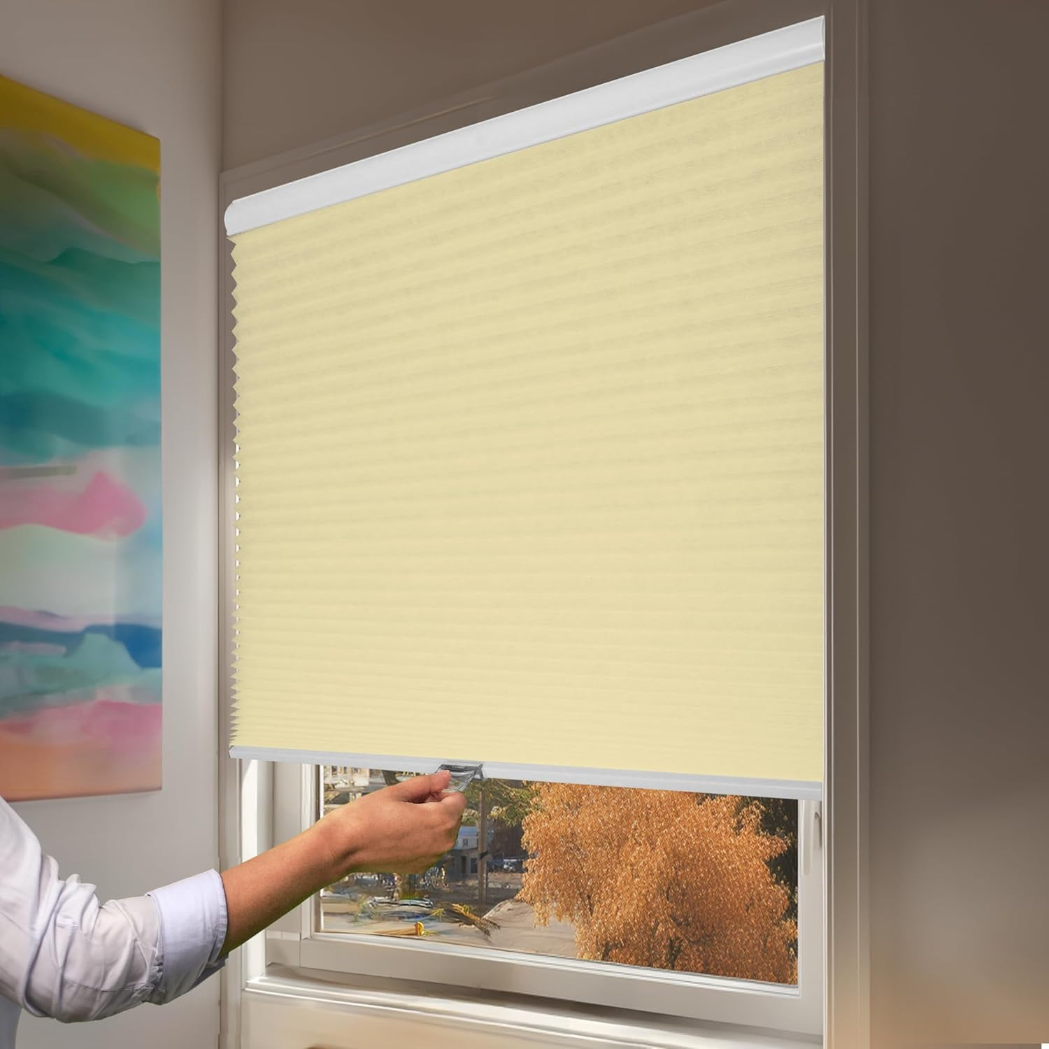 Chicology Cream Cordless Light Filtering Cellular Shades 66.25 in. W x 48 in. L