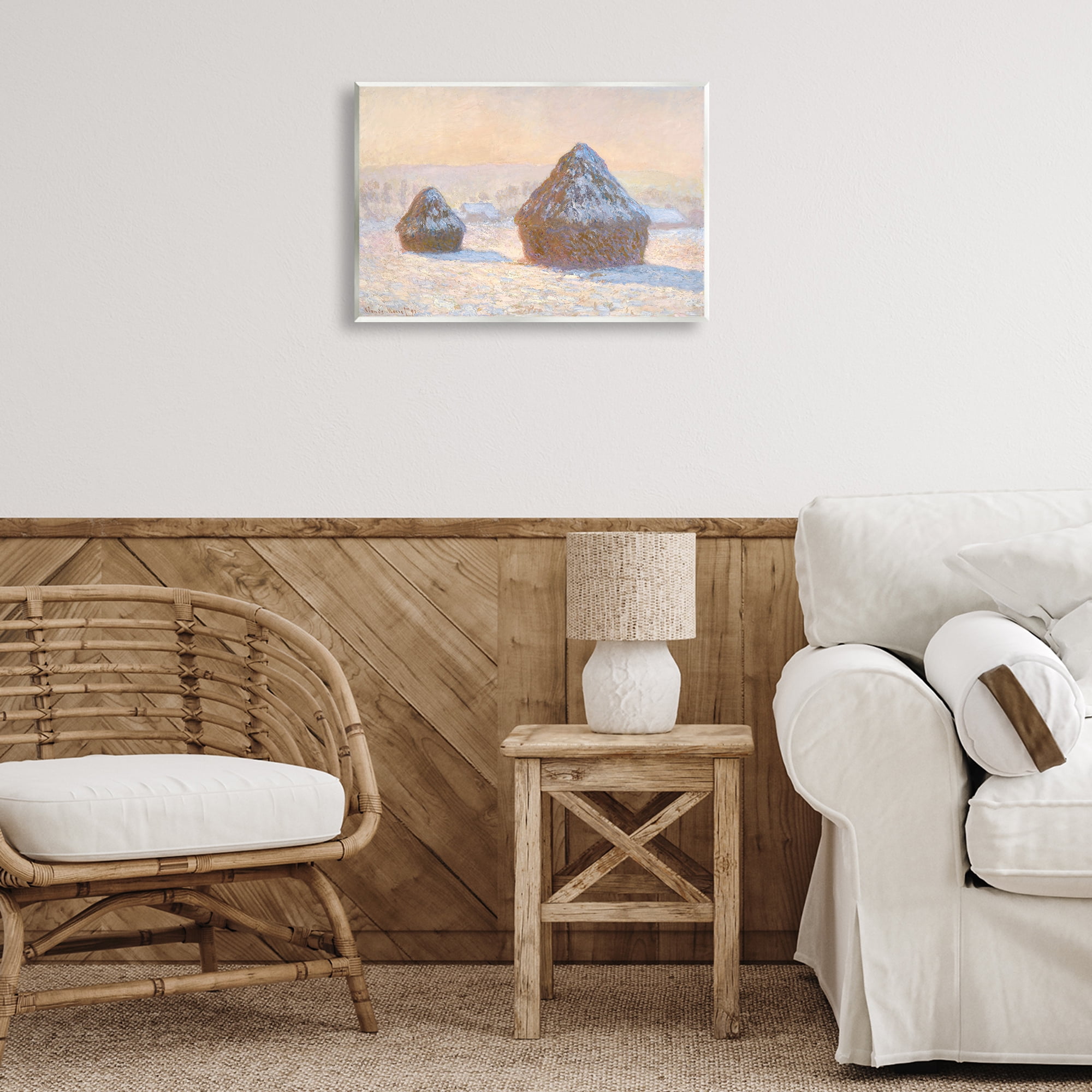 Stupell Industries Classic Monet Wheatstacks Landscape & Nature Painting Unframed Art Print Wall Art, 19 x 13