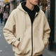 thumbnail image 1 of pstuiky Camisas de invierno de manga larga para hombre, Sudadera con capucha y bolsillo de manga larga con cremallera y color liso para hombre top de hombre s, 1 of 9