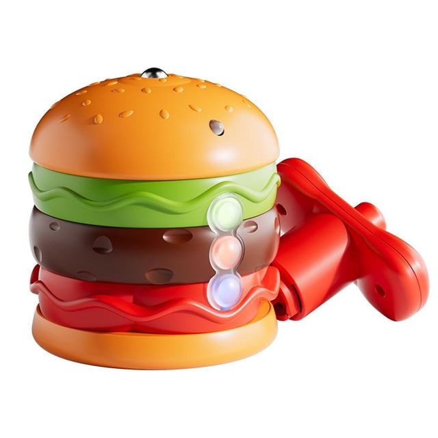 Gyro Toy Luminous Hamburger Battling Top Game With Music Portable Travel Game Interactive