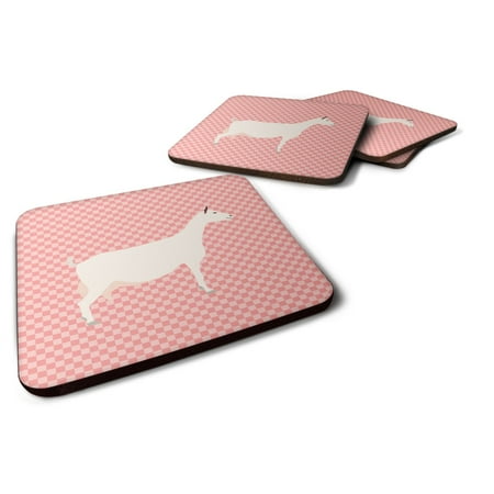 

Carolines Treasures BB7889FC Saanen Goat Pink Check Foam Coaster Set of 4 3 1/2 x 3 1/2 multicolor