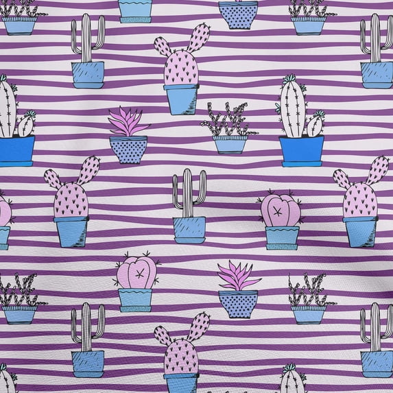 oneOone Cotton Poplin Purple Fabric Cactus Sewing Fabric By The Yard Printed Diy Clothing Sewing Supplies 56 Inch Wide