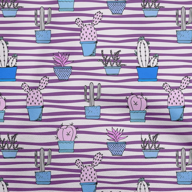 oneOone Viscose Chiffon Purple Fabric Cactus Craft Projects Decor Fabric Printed By The Yard 42 Inch Wide