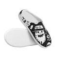 thumbnail image 3 of Wukai Black White Spooky Ghosts Print Women's Indoor Bedroom Slipper Slip On Shoes, Unisex House Shoes with Anti-Skid Sole for Men, Gift for Women Men-13, 3 of 7