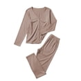 thumbnail image 5 of Enjoytime Women's Pajama Sets Soft Comfy 2 Piece Sleepwear V-Neck Long Sleeve Button Down Shirts with Pants Pjs Set, 5 of 5