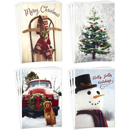 Hallmark - - Hallmark Christmas Cards Boxed With Envelopes, Happy Holidays (40 Blue Holiday Cards
