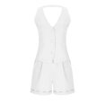 thumbnail image 5 of Bzhegqhd Women's Solid Color Sleeveless Casual Suit Women's Sleeveless V-neck Top/Shirt Set, 5 of 8