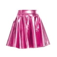 thumbnail image 3 of WTXUE Skirts for Women, Women's Solid Color Glossy Carnival Pleated Skirt Half Skirt Short Skirt, Pink M, 3 of 4