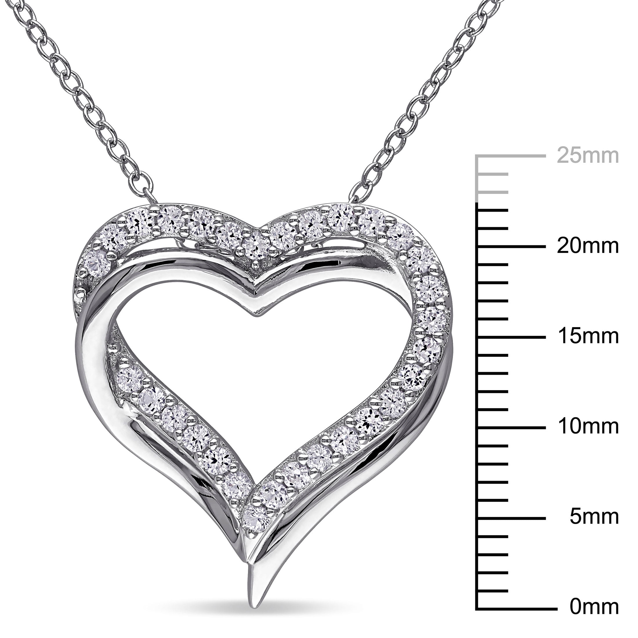 Everly Women's .62CT TGW Created White Sapphire Sterling Silver Heart Necklace