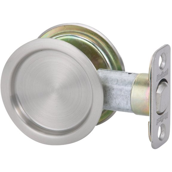Kwikset 334 Round Hall/Closet Pocket Door Lock in Satin Nickel — Residential Use, Standard Application