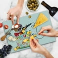 thumbnail image 4 of Birthday Party Cutting Board, Birthday Musician Singer Dog with Glasses and Party Cake Cones Image Print, Decorative Tempered Glass Cutting and Serving Board, Large Size, Multicolor, by Ambesonne, 4 of 5