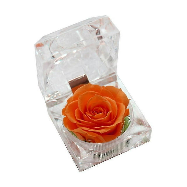 1pcs Preserved Flower Eternity Rose Never Withered Rose Gift For Valentine's Day Birthday And Anniversary With Drawer Gift Box (orange)