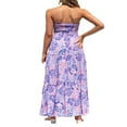 thumbnail image 3 of Women‘s Summer Bohemian Strapless Off Shoulder Maxi Dress White Tube Backless Flowy A Line Beach Long Maxi Dress, 3 of 7