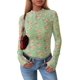 thumbnail image 1 of Camisa de Mujer PRETTYGARDEN Manga Larga de Malla Floral Verde Talla L, 1 of 8