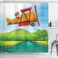 thumbnail image 1 of Ambesonne Airplane Shower Curtain, on a Biplane River, 69"Wx84"L, Multicolor, 1 of 3