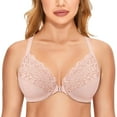 thumbnail image 1 of CHOK Women‘s Front Closure Full Coverage Lace Underwire Racerback Bra, 1 of 6