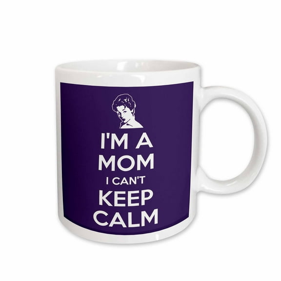3drose, Im a Mom I Cant Keep Calm. Purple., 15oz Mug
