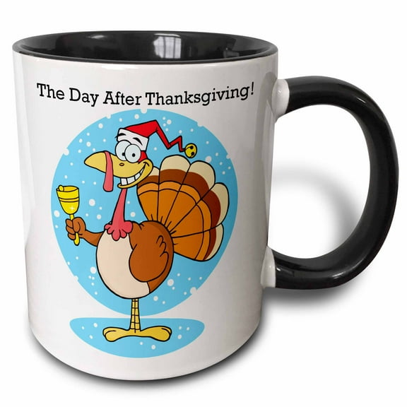 3drose, Thankful Turkey, 11oz Two-tone Black Mug