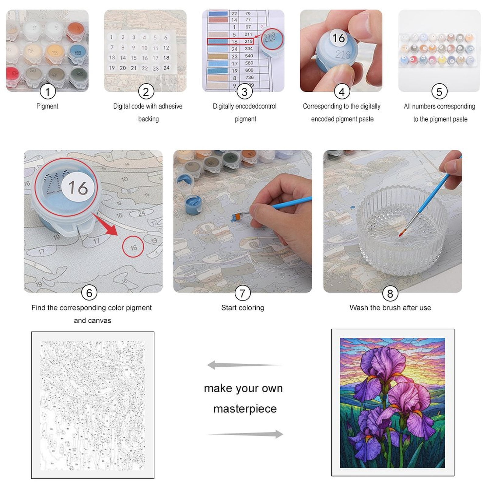 Paint by Numbers Kit for Adults, Purple Sunset Blooming Irises Paint by Numbers, Easy Paint by Numbers Kit for Adults Beginner, DIY Adult Paint by Number Kits on Canvas, Home Decor