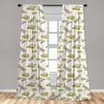 thumbnail image 5 of Ambesonne Dragonfly Curtains, Lotus Flower, Pair of 28"x63", Apple Green and Cream, 5 of 5