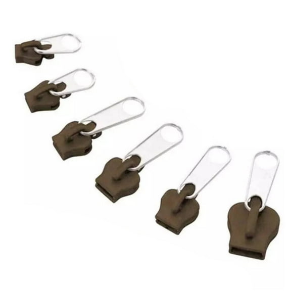FACEGA 6Pcs Replacement Zipper,Easy to Install Zipper Pull,Detachable Removable Universal Zipper Repairer,Coffee