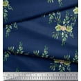 thumbnail image 3 of Soimoi Blue Cotton Duck Fabric Square & Leaves Print Fabric by The Yard 58 Inch Wide, 3 of 3