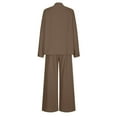 thumbnail image 6 of Dazajoo 2 Piece Linen Set for Women Summer Beach Long Sleeve Button V Neck Tops ans Wide Leg Pants with Pockets Matching Sets Flash Deals,Brown,XXXXL, 6 of 7