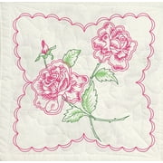 Stamped Quilt Blocks, Roses with Heart Background, 6pk