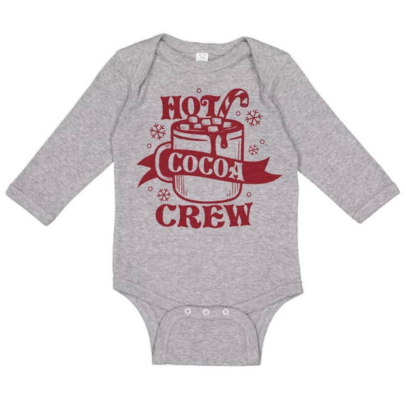 TeesAndTankYou Hot Cocoa Crew Long Sleeve Baby Onesie Infant One Piece Bodysuit Newborn Heather Grey